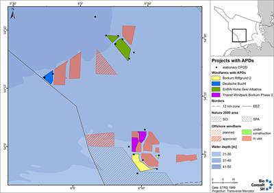 Response of harbor porpoises (Phocoena phocoena) to different types of acoustic harassment devices and subsequent piling during the construction of offshore wind farms